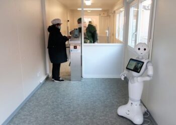 A humanoid robot greets patients at Hořovice hospital