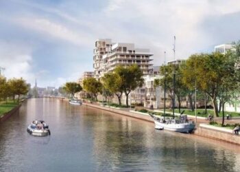 A new car-free green district on the water is in the making in Groningen