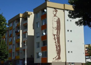 Ликът на полковник Дрангов изваян върху блок