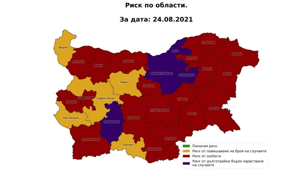 Лилавото става повече на картата.