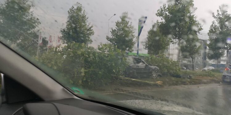Кола се заби в дървета, движението по “Ботевградско шосе” е блокирано