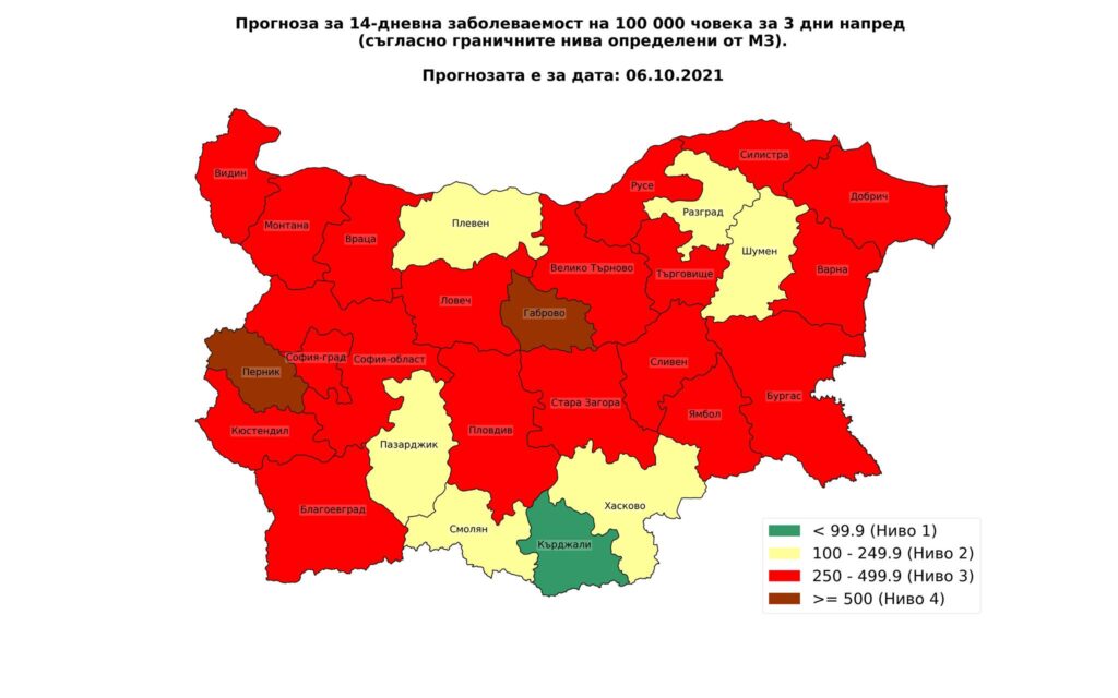 Проф. Витанов с добра новина, похвали единствената област в зелено 1 Само област Кърджали е в зелено.