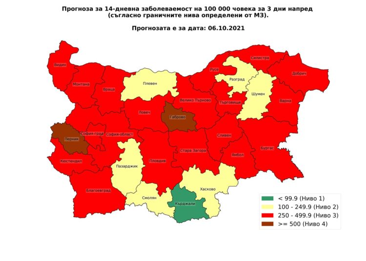 Проф. Витанов с добра новина, похвали единствената област в зелено 1 Само област Кърджали е в зелено.