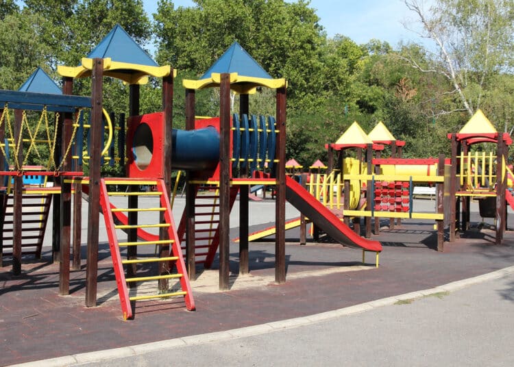 Big playground in Knyaz Boris Garden in Sofia, Bulgaria