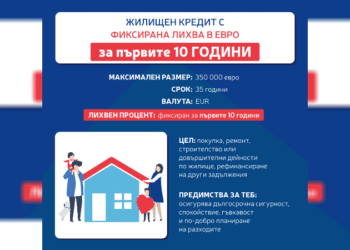 Пощенска банка с атрактивно предложение за жилищен кредит с фиксирана лихва