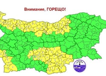 Жълт код за опасни горещини в 14 области