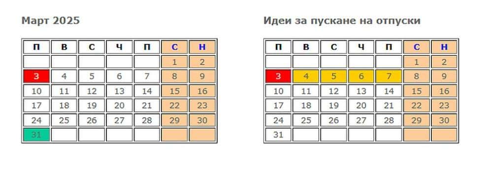 991 ratio pochivni dni mart 2025