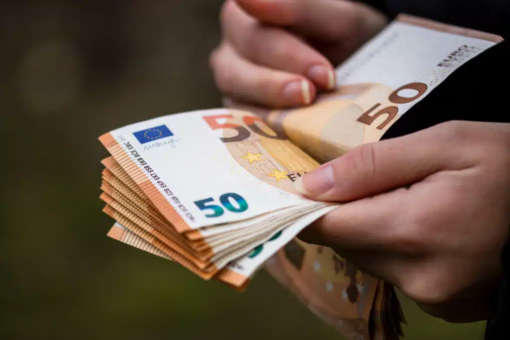 closeup female hands counting euro banknotes world money inflation economy concept cee66f3c