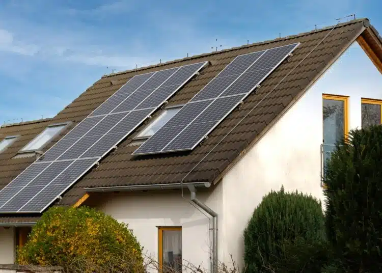home solar panel alternative energy is used for heating and water heating
