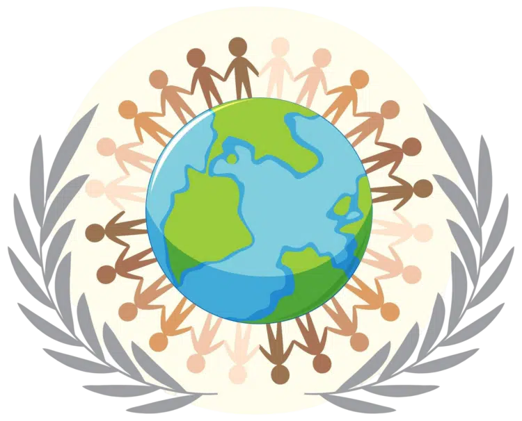 human icons around earth globe cb6117a7