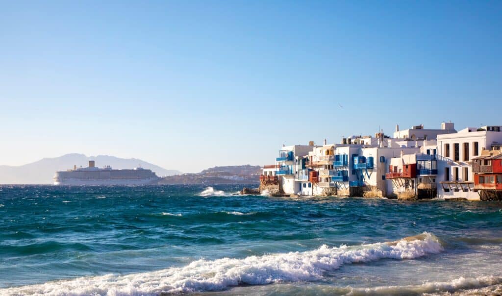mykonos island greece famous little venice area of mykonos town