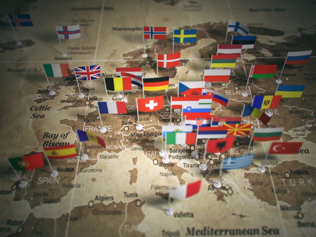 Бизнесът в новата геополитическа реалност 2 world travel flags on detailed cartography map 2026 03 19 10 39 55 utc scaled 1