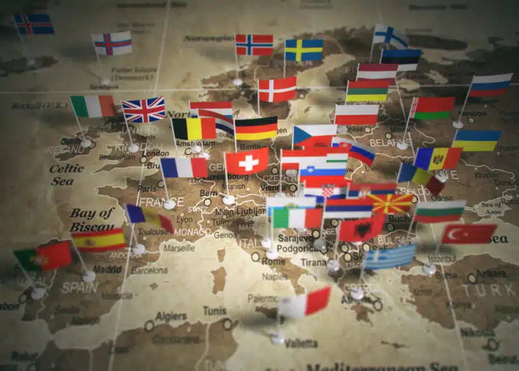 Бизнесът в новата геополитическа реалност 1 world travel flags on detailed cartography map 2026 03 19 10 39 55 utc scaled 1